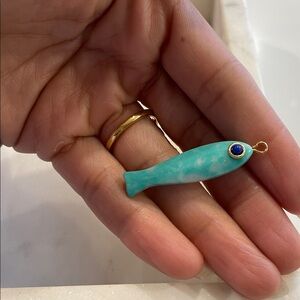 Coastal Chic Marbled Blue Fish Pendant with Lapis Blue Eye